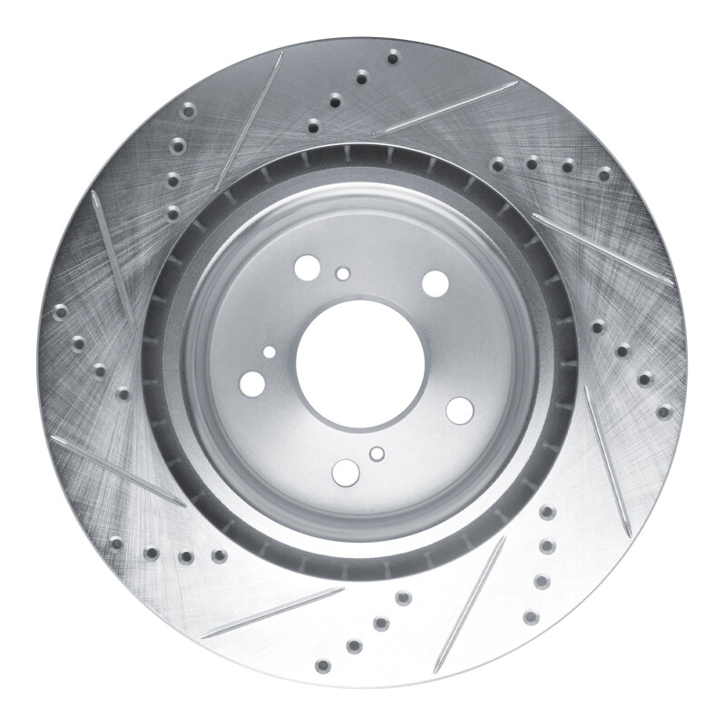 Acura TLX Brake Rotor (1) - Front Right - R1 Concepts - Drilled & Slotted - Silver - `21-`25
